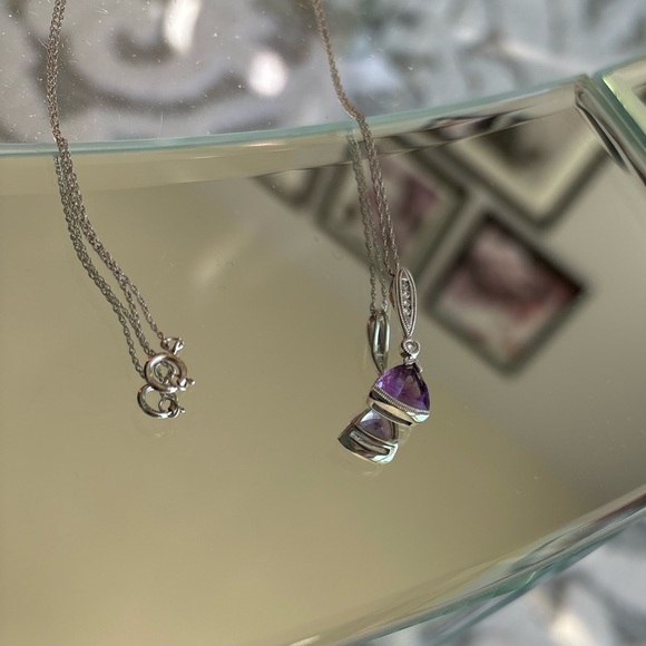 Dainty amethyst silver chain necklace - Picture 2 of 3